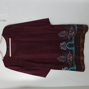 Rue 21 XL‎ Paisley Print Paisley Border Shift Midi Dress Silky Soft Light…